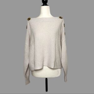 💜 M 💜 Twik Boat Neck Cropped Knit Sweater Buttons Shoulder​